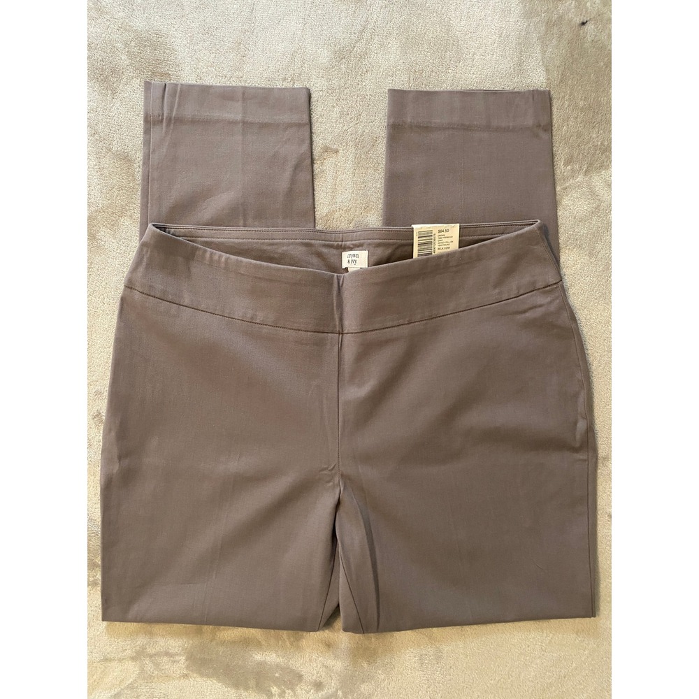 Crown & Ivy Pants Women 14 Gray Ashley Pull On Ankle Stretch Trousers Minimalist